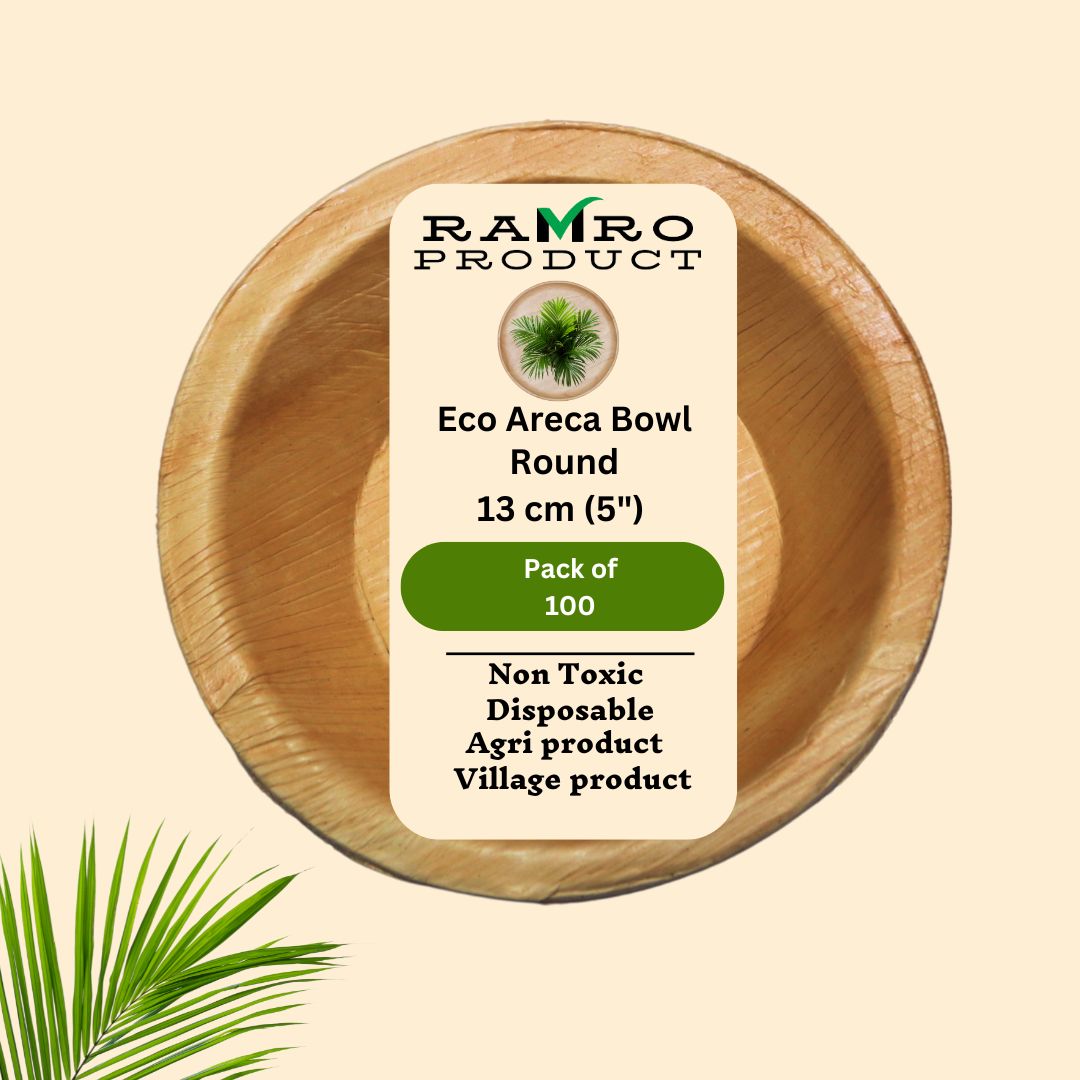 Eco Areca Palm Leaf round Dinner Bowls | 4"-5"-6" ( Microwave Safe )