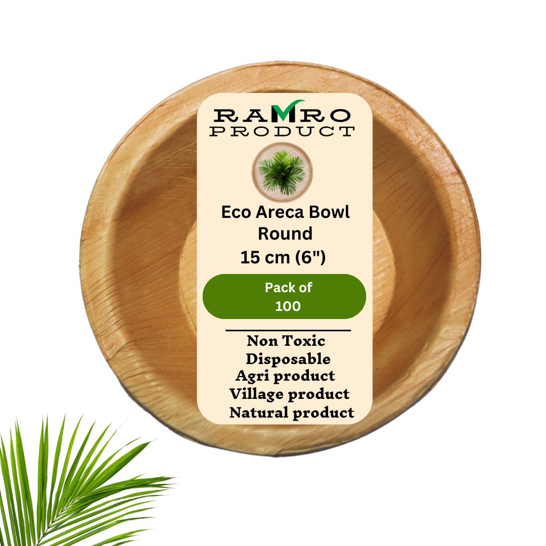 Eco Areca Palm Leaf round Dinner Bowls | 4"-5"-6" ( Microwave Safe )