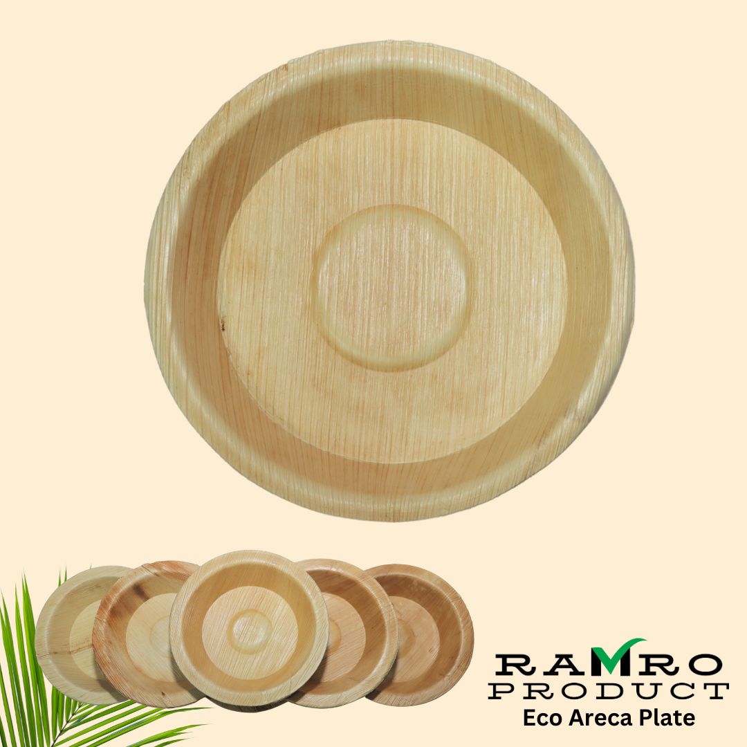 Eco Areca Palm Leaf round Dinner Plate | 25 cm 10" ( Microwave Safe )