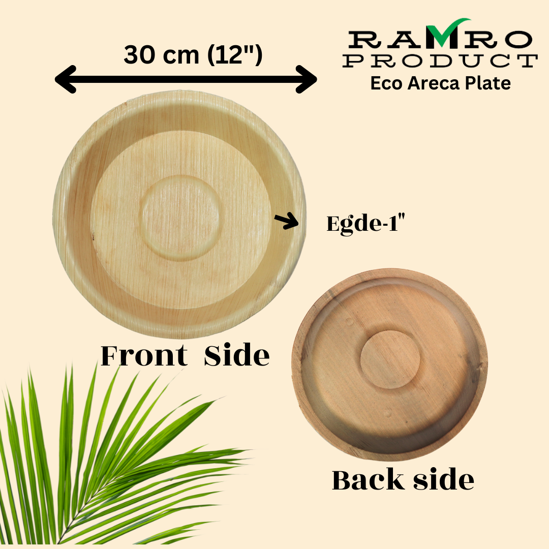 Eco Areca Palm Leaf round Dinner Plate | 30 cm 12"( Microwave Safe )