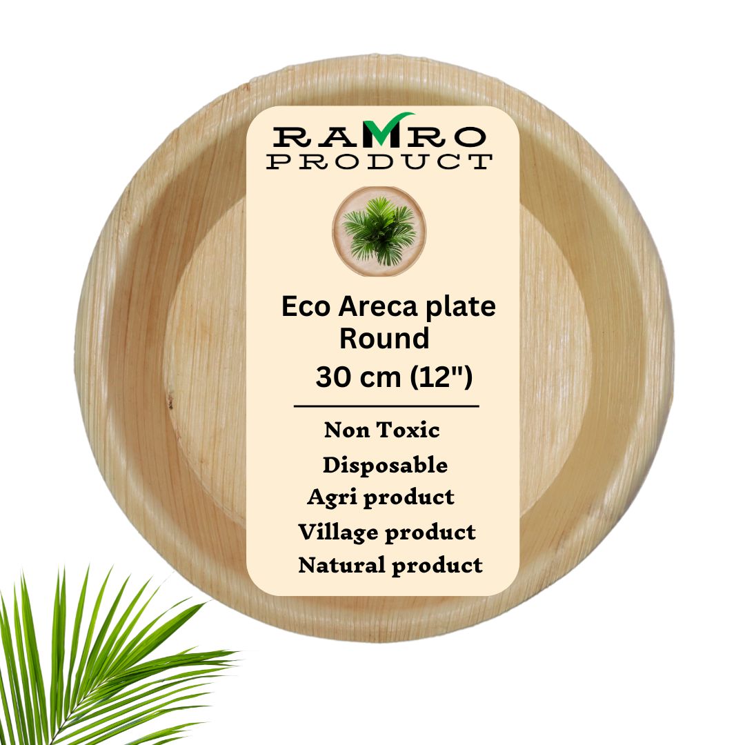 Eco Areca Palm Leaf round Dinner Plate | 30 cm 12"( Microwave Safe )