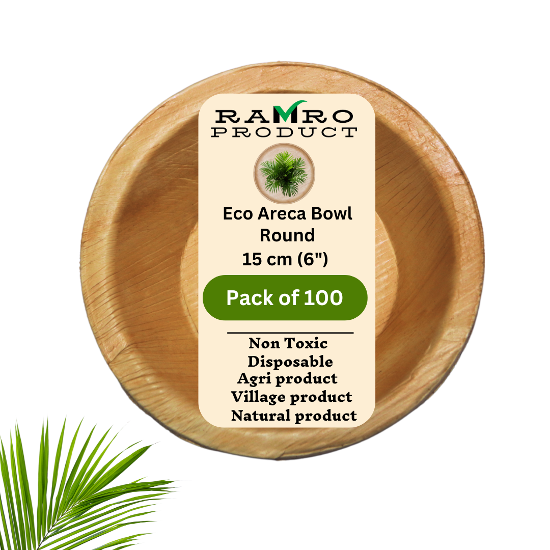 Eco Areca Palm Leaf round Dinner Bowls | 4"-5"-6" ( Microwave Safe )