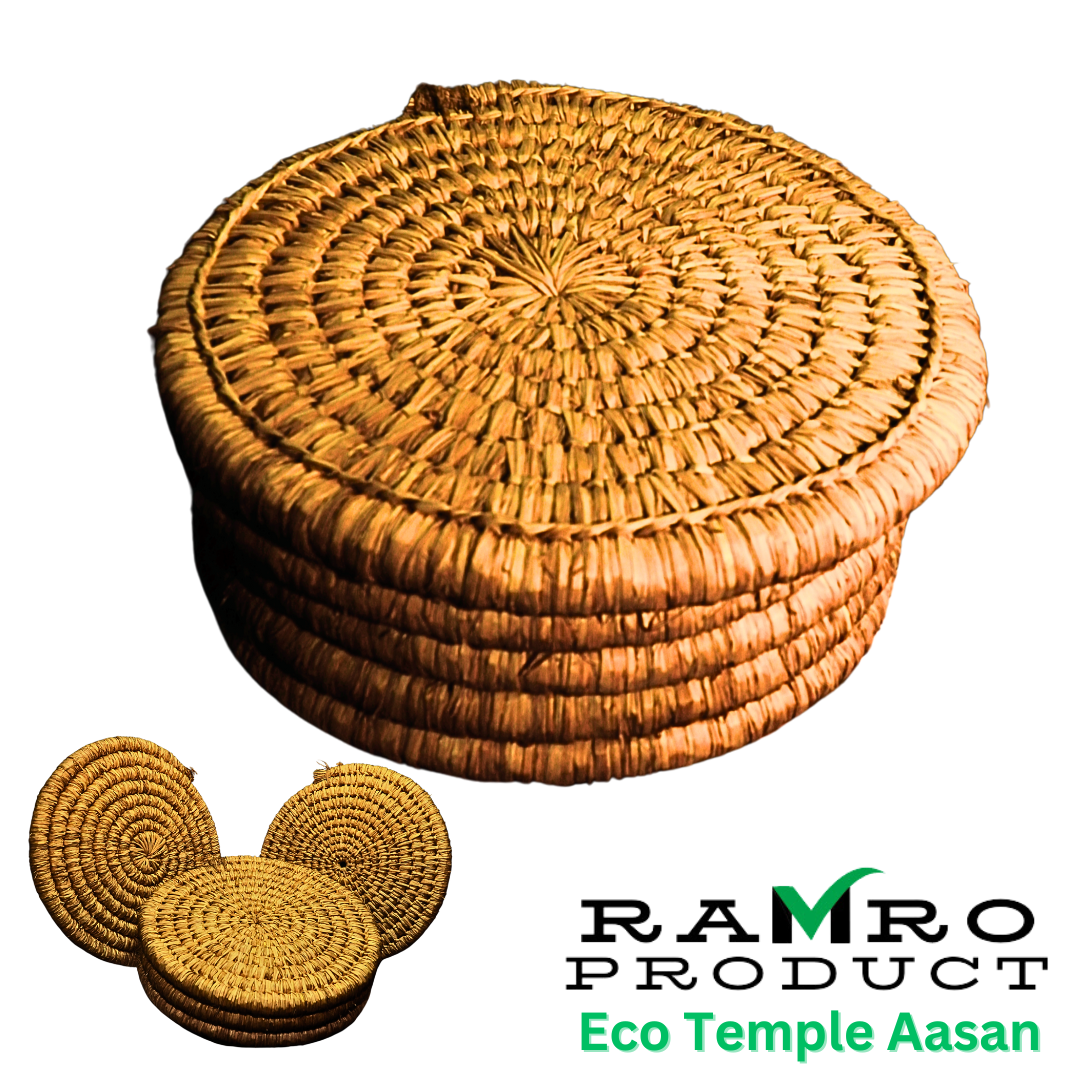 Ramro product : Pooja Aasan for Puja | Chanting Meditation Prayer mat | Eco friendly chanting mats | Puja Floor Mats for Home Temple ( 18 Inch Round)