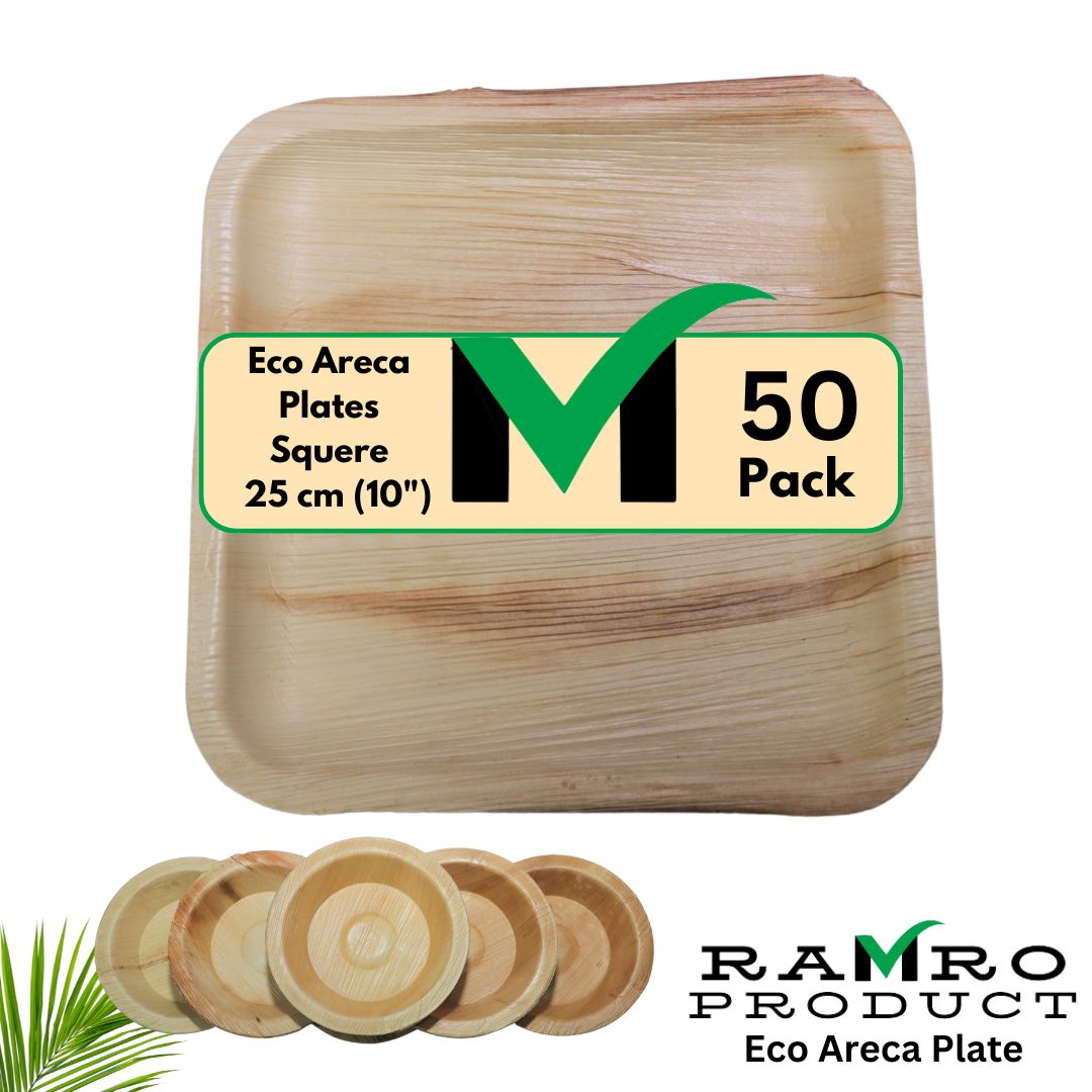 Eco Areca Palm Leaf round Dinner Plate | 25 cm 10" ( Microwave Safe )