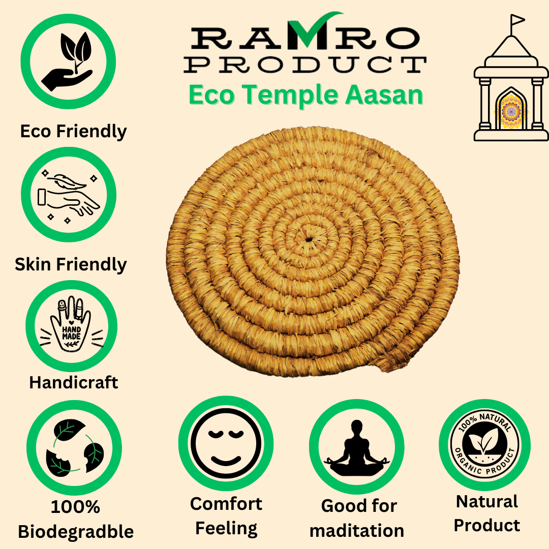 Ramro product : Pooja Aasan for Puja | Chanting Meditation Prayer mat | Eco friendly chanting mats | Puja Floor Mats for Home Temple ( 18 Inch Round)